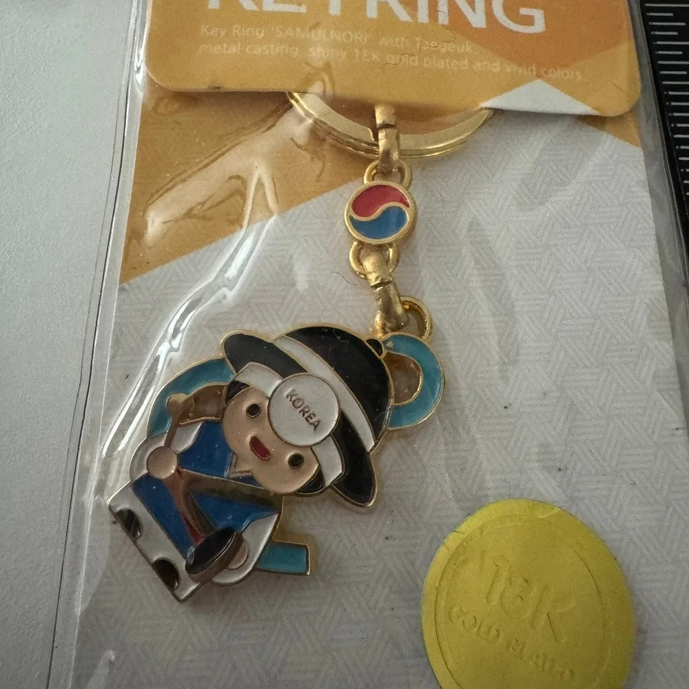 Korea Samulnori Character Keychain 18K Gold‎ Plated Souvenir Gift
